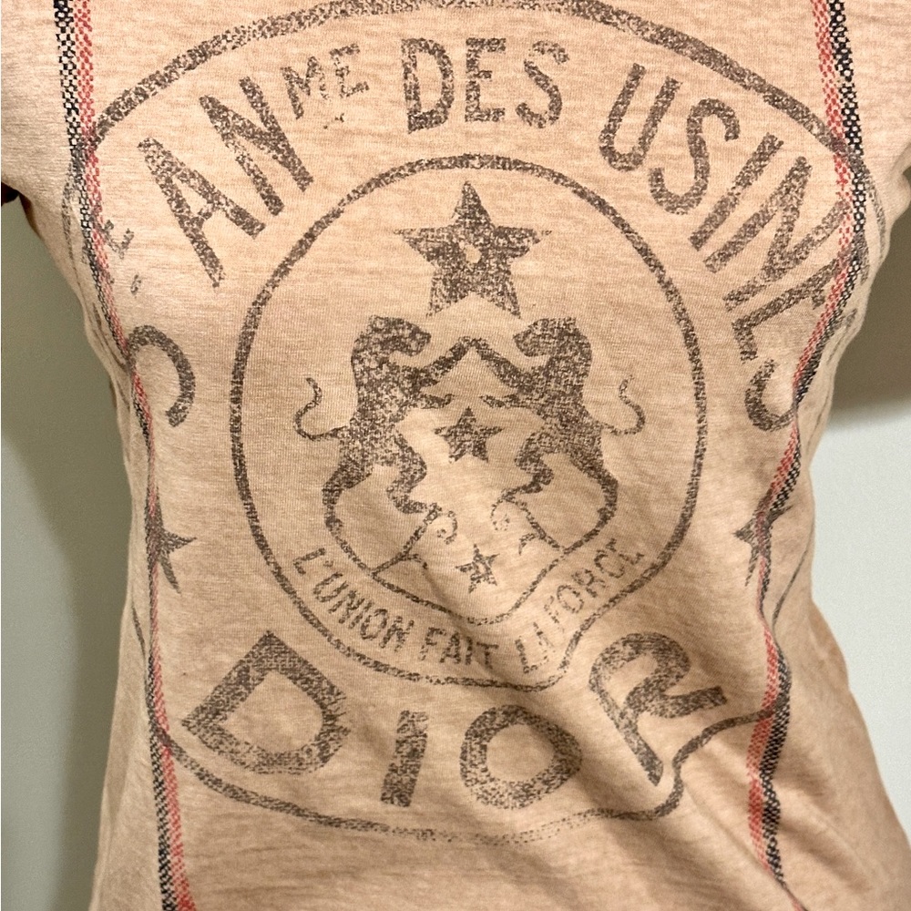 DIOR NWT T-Shirt Linen/Cotton Pink Beige T-shirt SZ:XS RETAIL $820 - Picture 5 of 10